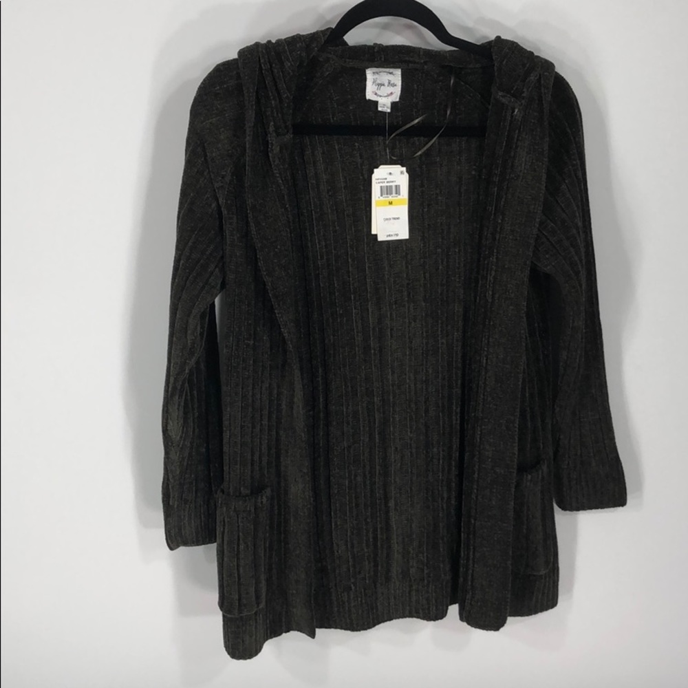 Dark green hooded cardigan